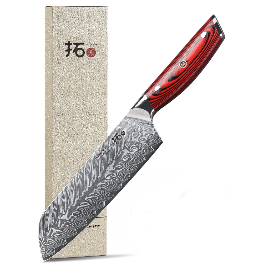 

Нож японский с красной ручкой Turwho Santoku