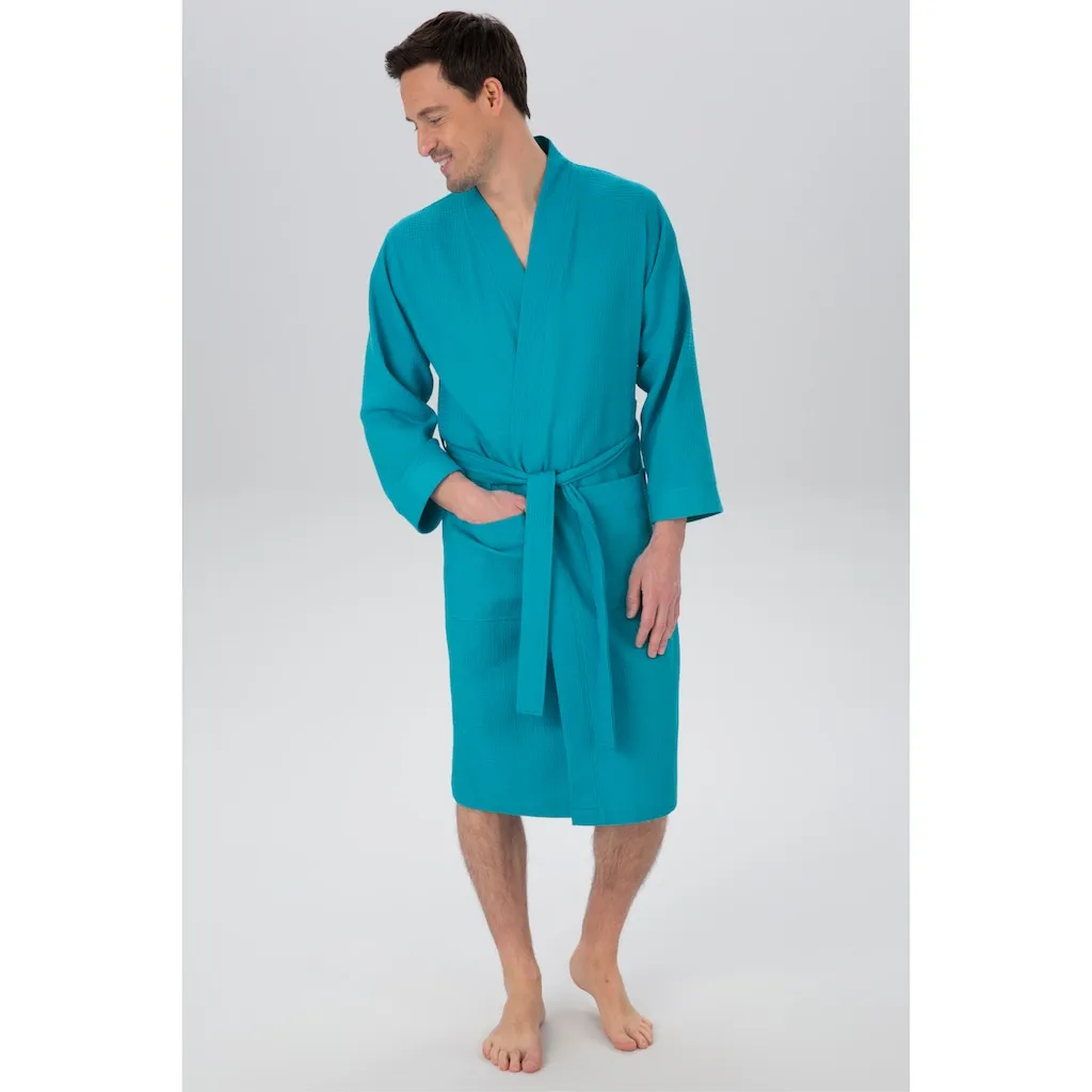 

Мой домашний унисекс-халат Vanessa, идеально подходит для сауны и спа, гостиничный халат, утренний халат, 1 шт., с карманами, для женщин и мужчин, вафельное плетение, очень легкое качество, размеры S-3XL My Home, бирюзовый