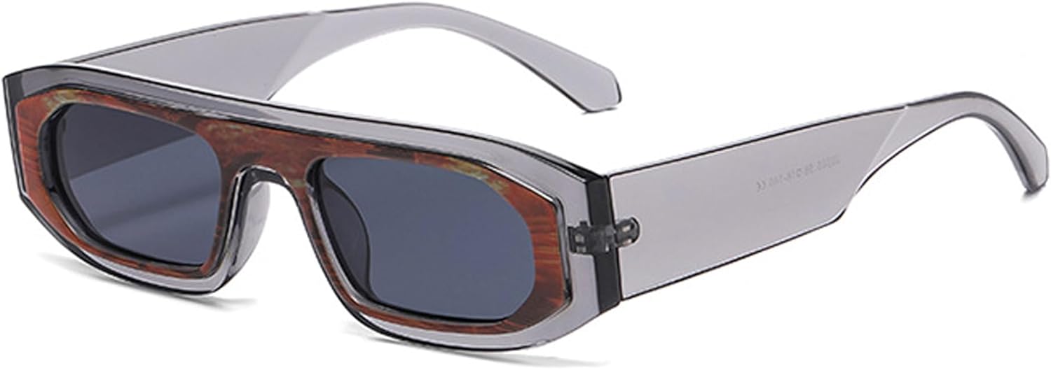 

Солнцезащитные очки Bullabulling в стиле ретро, ​​прямоугольные, для женщин и мужчин, маленькие, узкие, винтажные, 90-е, модные, прямоугольные, с защитой от УФ-излучения UV400, Gray Black