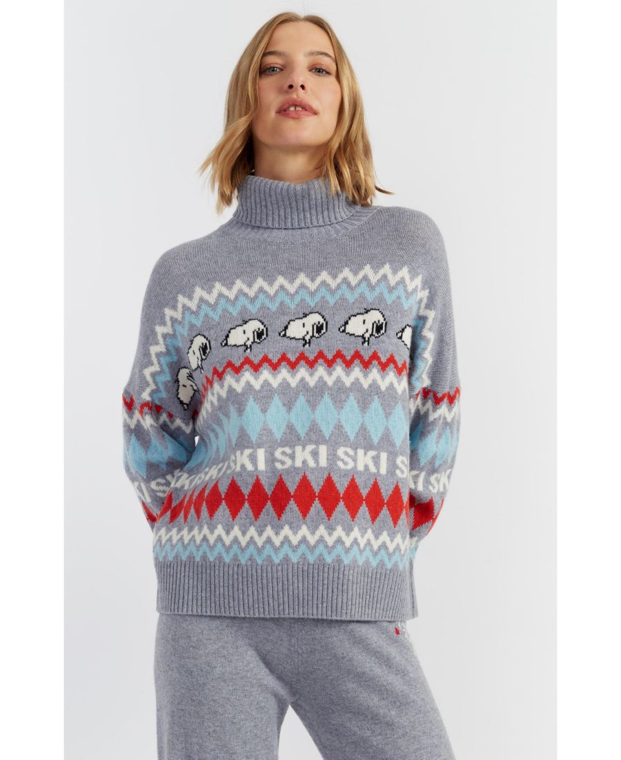 

Женский шерстяно-кашемировый свитер с узором Снупи в стиле фэр-айсл Chinti & Parker, Grey melange