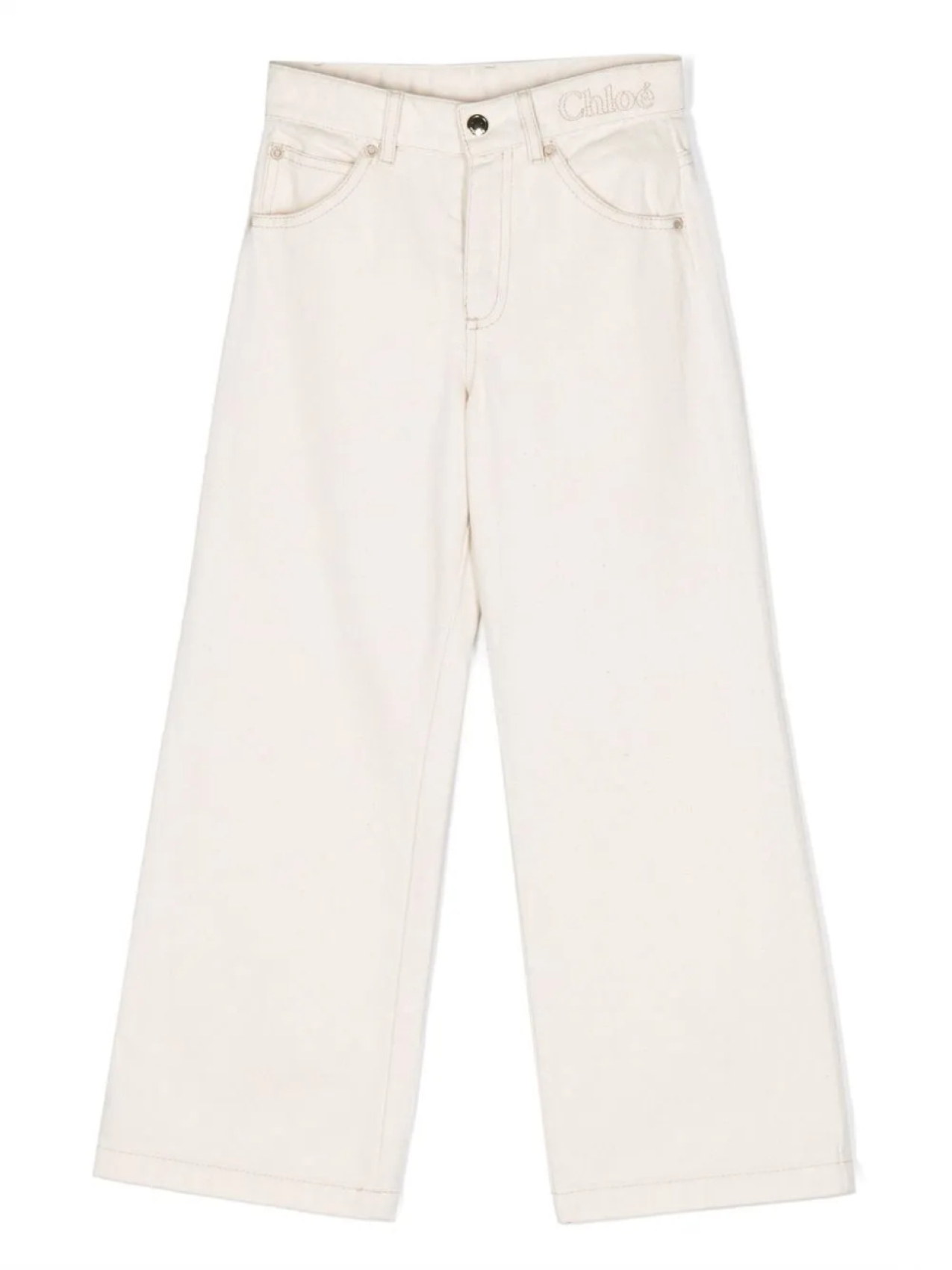 

Широкие джинсы с вышитым логотипом Chloé Kids, белый