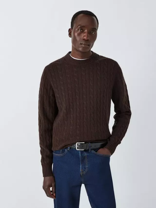 

Джемпер John Lewis Cashmere Cable Knit Crew Neck, цвет mole