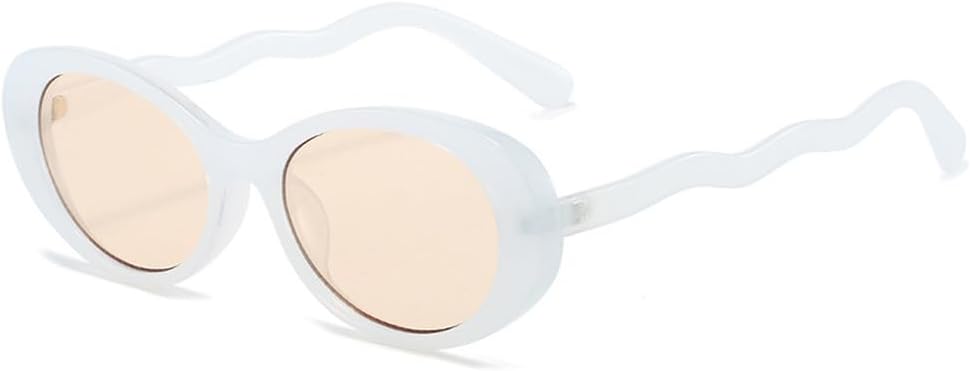 

Модные двухцветные женские овальные солнцезащитные очки UV400, ретро-очки с градиентными линзами UV400, мужские солнцезащитные очки в стиле панк HVTVTLA, White Champagne