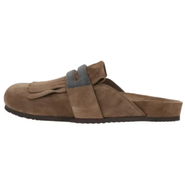 Женские мюли-лоферы с отделкой Monili Brunello Cucinelli, Brown
