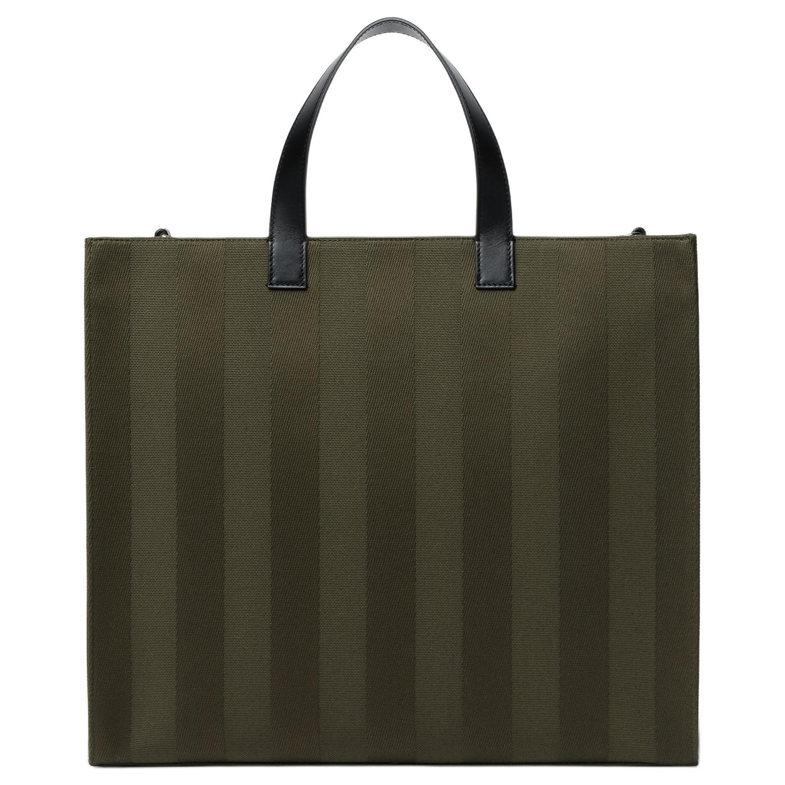 FENDI Хлопковая сумка-шоппер, шоппер, сумка через плечо, кроссбоди, мужская сумка темно-зеленого цвета — фото 3