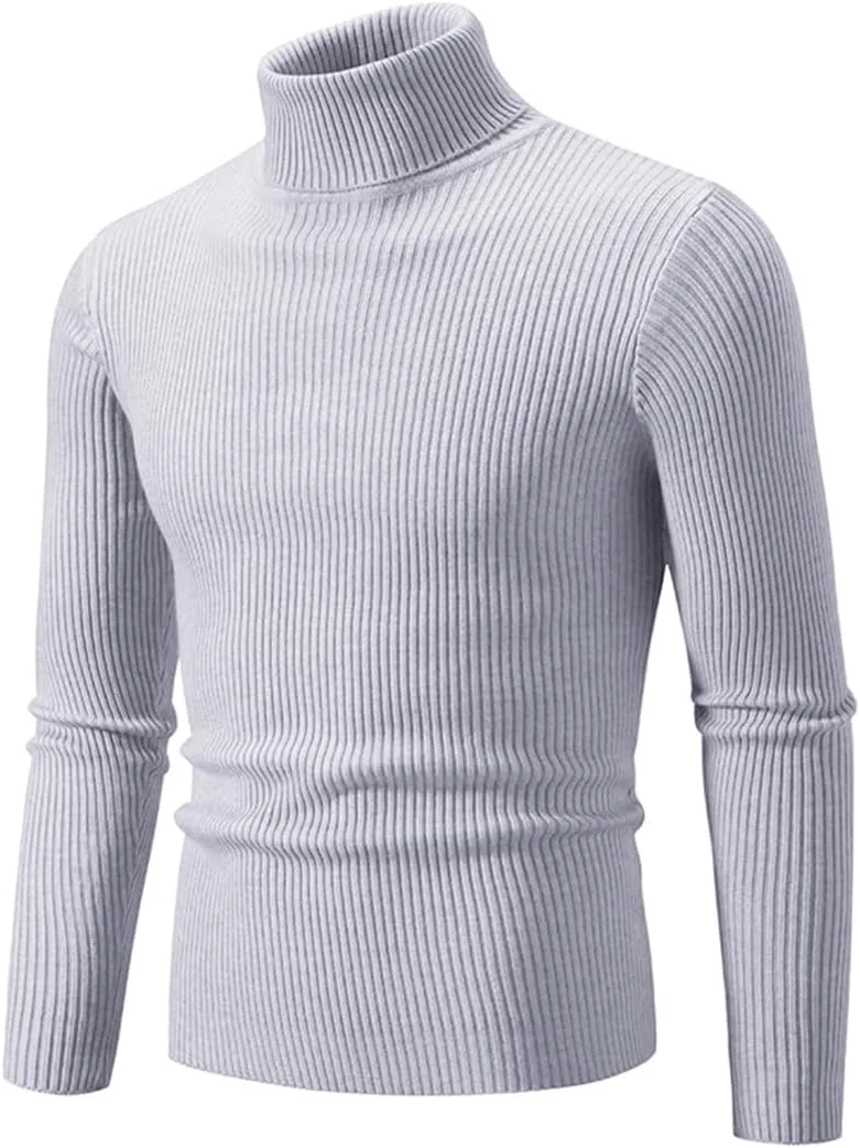 

Мужской однотонный водолазный свитер из шерсти с длинными рукавами