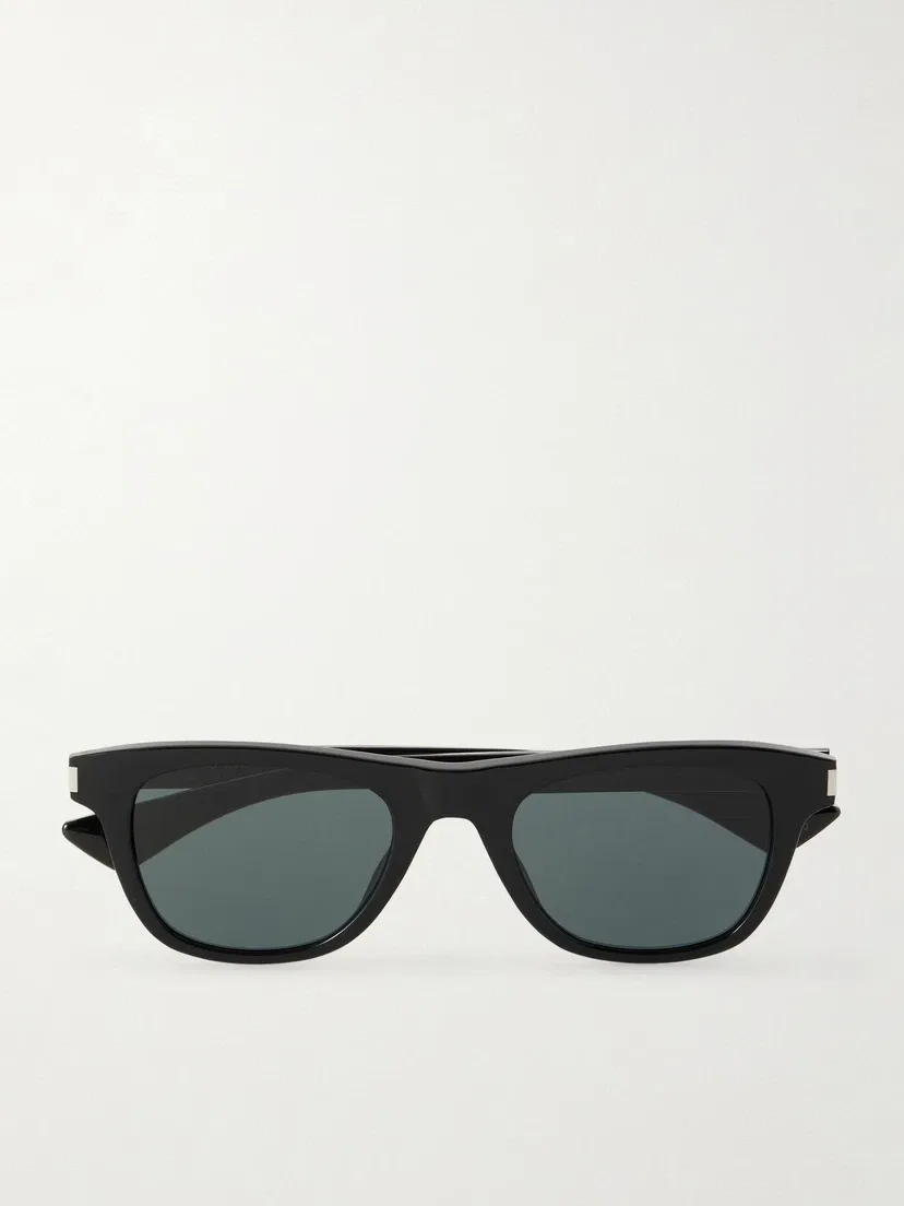 Квадратные ацетатные солнцезащитные очки Saint Laurent Eyewear, черный