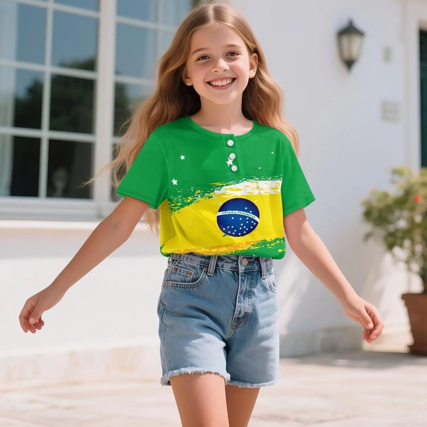 Футболка детская с принтом, Gzzxiailg, Brazil Flag — фото 3