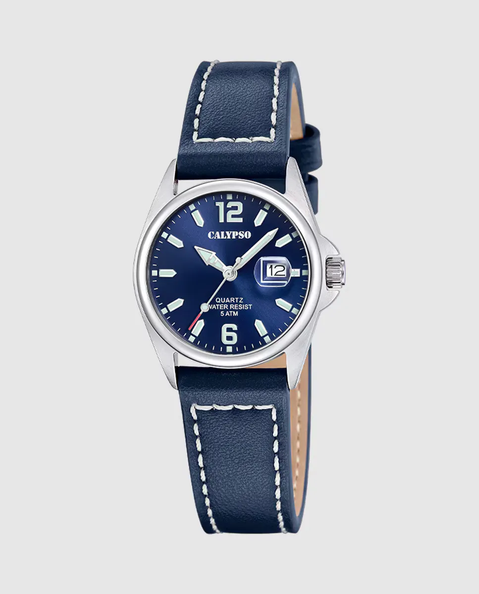

K5871/3 Базовые синие кожаные женские часы Calypso
