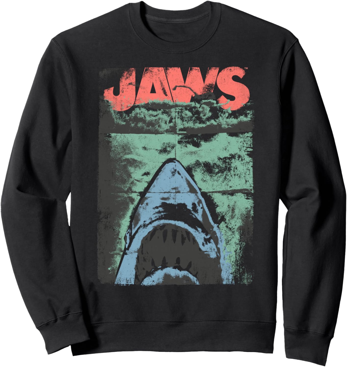 

Толстовка с ретро-постером к фильму «Челюсти» в стиле «потертый» Jaws, черный