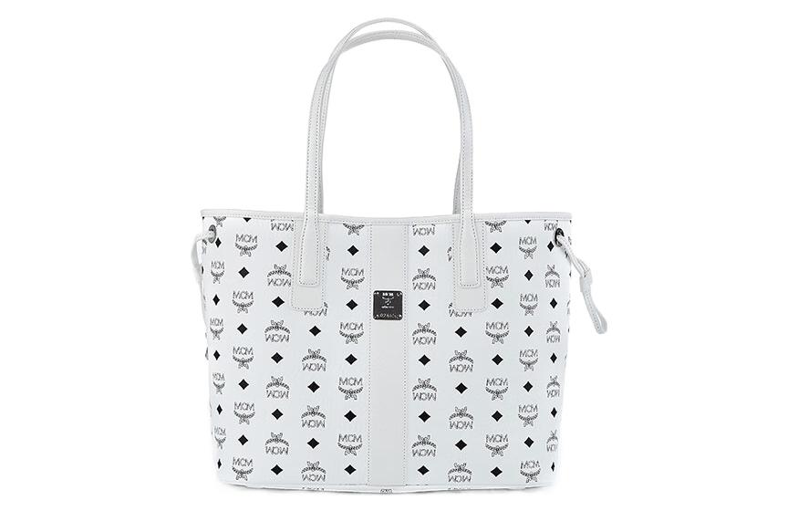 

MCM Сумка-шоппер Canvas с кожаными вставками, комбинированная сумка, женская ручная кладь, белая сумка через плечо