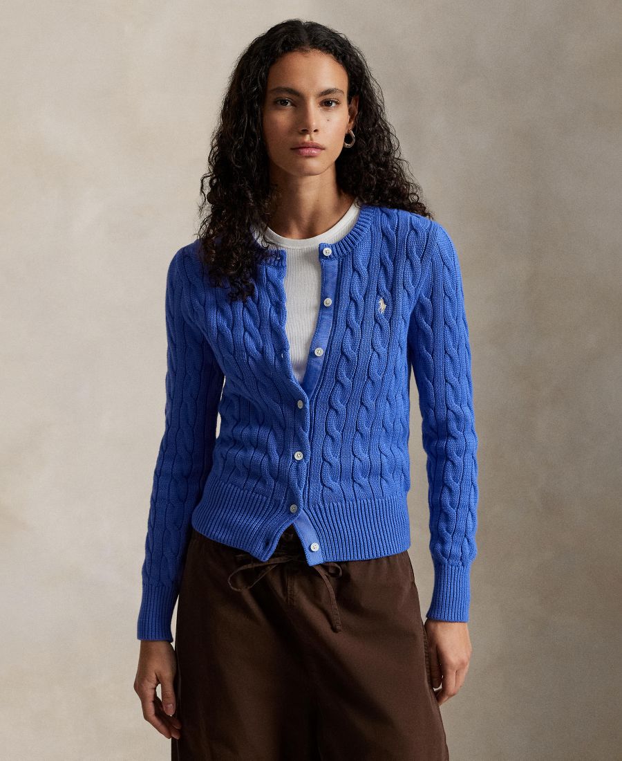 

Женский хлопковый кардиган крупной вязки с круглым вырезом Polo Ralph Lauren, Indigo Sky