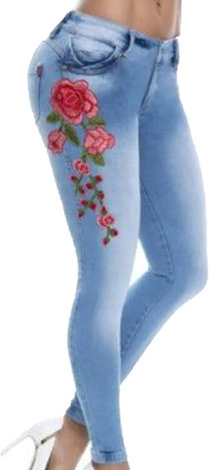 

Женские джинсы Skinny Fit с вышивкой цветов DGHM-JLMY