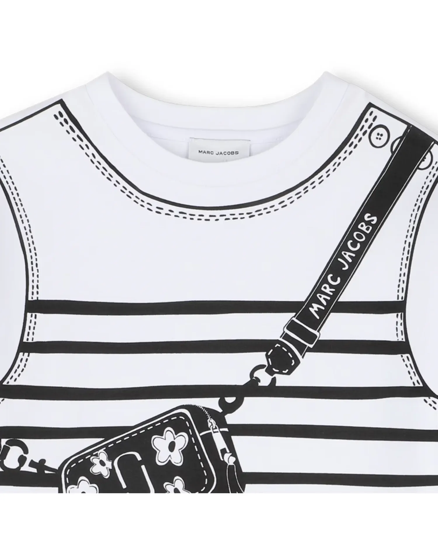 Платье для девочки с французскими рукавами в полоску из хлопка Marc Jacobs, белый — фото 3