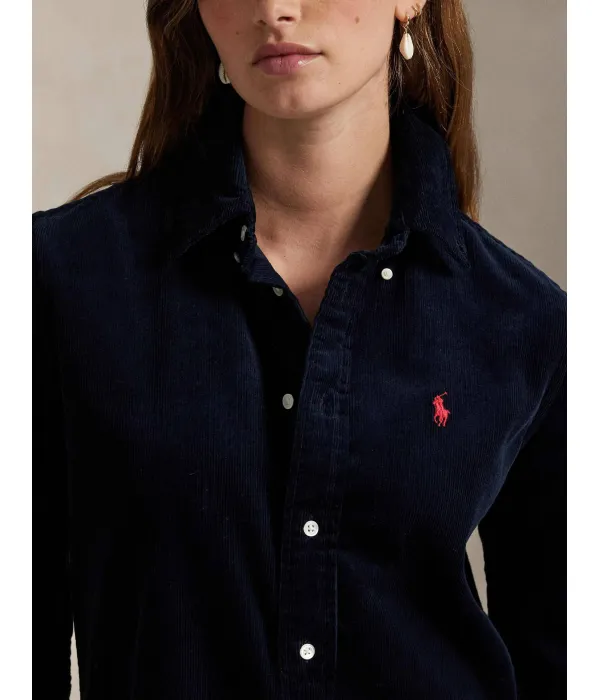Вельветовая рубашка Slim fit Polo Ralph Lauren, синий — фото 4