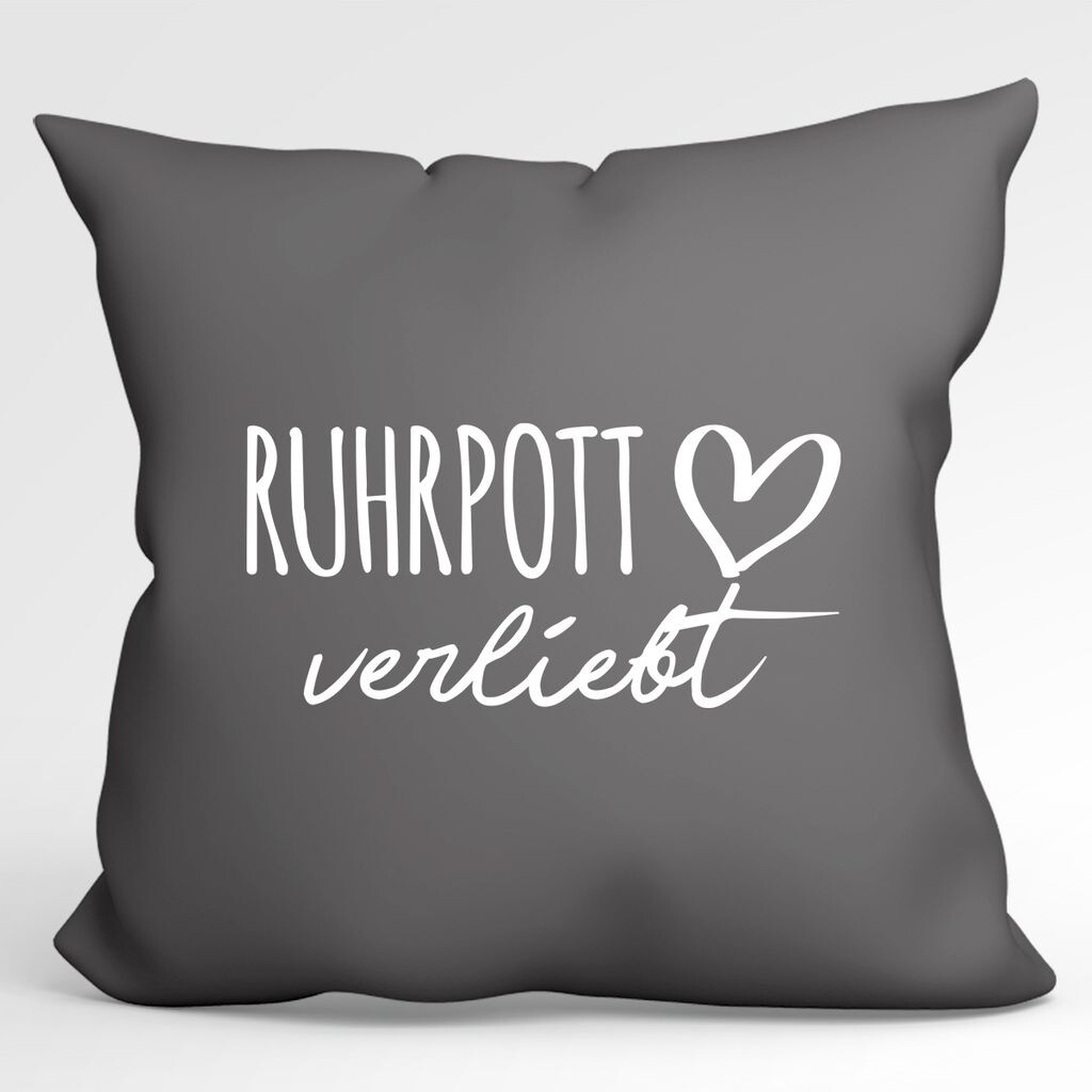 

УРАА! Подушка Ruhrpott in love Декоративная наволочка без наполнителя 40х40см Серый Сталь с названием любимого региона Hellweg Druckerei