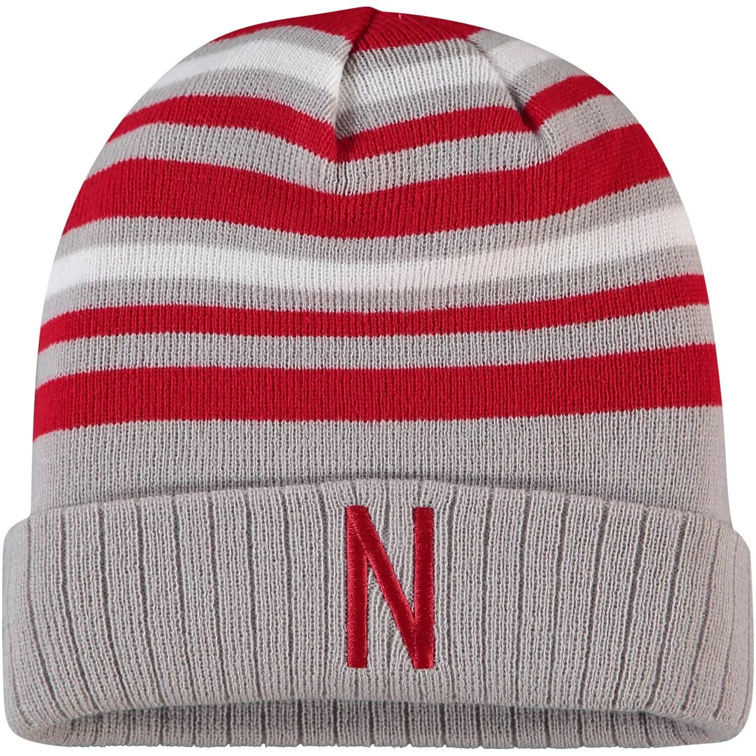 

Мужская вязаная шапка Top of the World серого/алого цвета Nebraska Huskers на весь день с манжетами