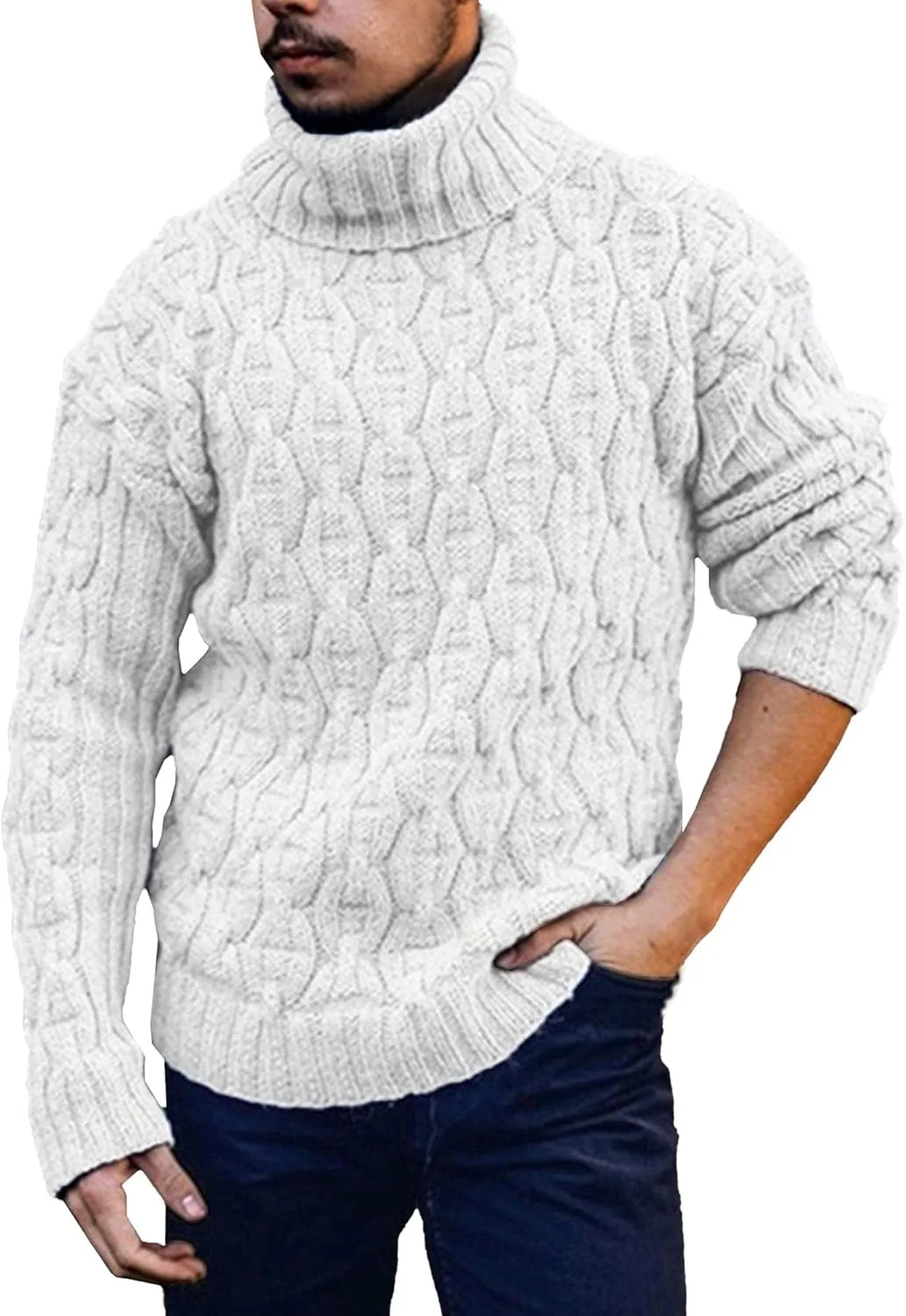 

JEShifangjiusu мужской водолазка из толстой шерсти с косой вязкой