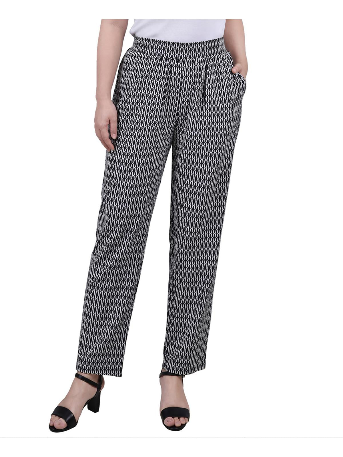 

Женские брюки Petites с принтом средней посадки, прямые NY Collection, цвет black/white/justin