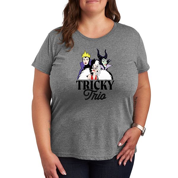 

Футболка Villain Cruella, Evil Queen & Maleficent Plus Size Tricky Trio Disney, Heather Gray
