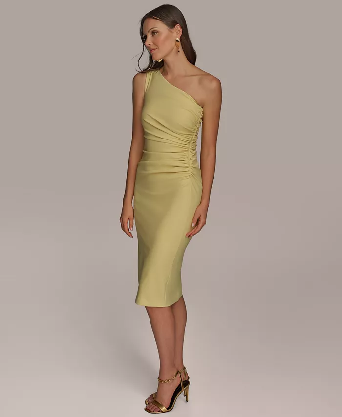 

Женское платье-футляр с асимметричным вырезом Donna Karan New York, желтый