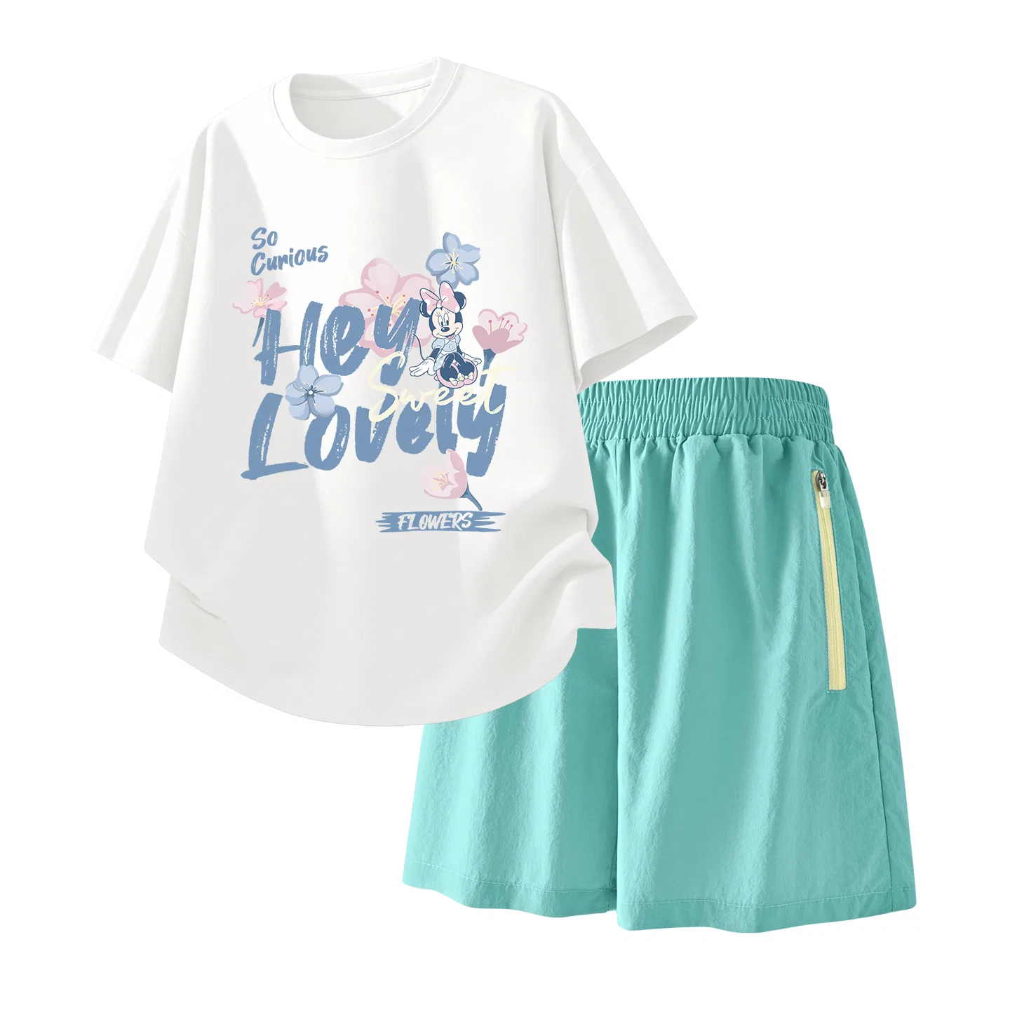 Детский спортивный костюм Casual Sportswear 2 Piece Set Disney, Di Light Heather White+Solid Color Mint Green