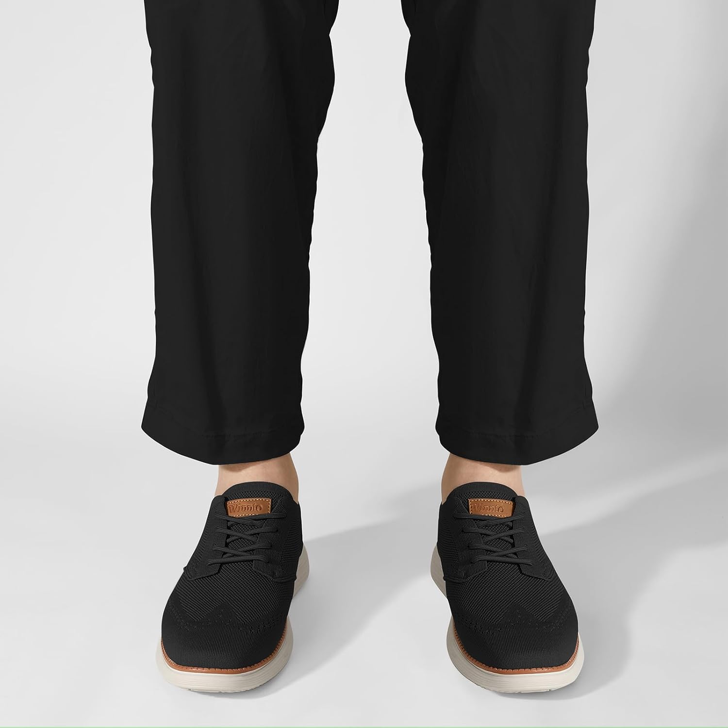 Мужские повседневные туфли Winnto Breeze, кроссовки с отделкой Oxfords, легкие мягкие модные сетчатые прогулочные туфли, черный — фото 2