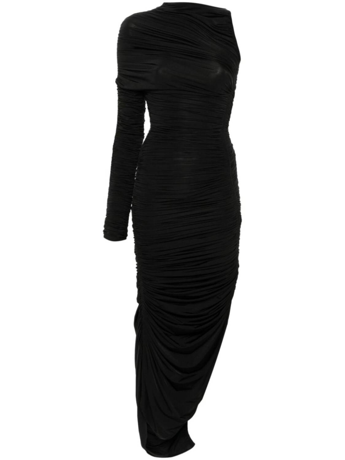 

Mugler платье асимметричного кроя со сборками, черный