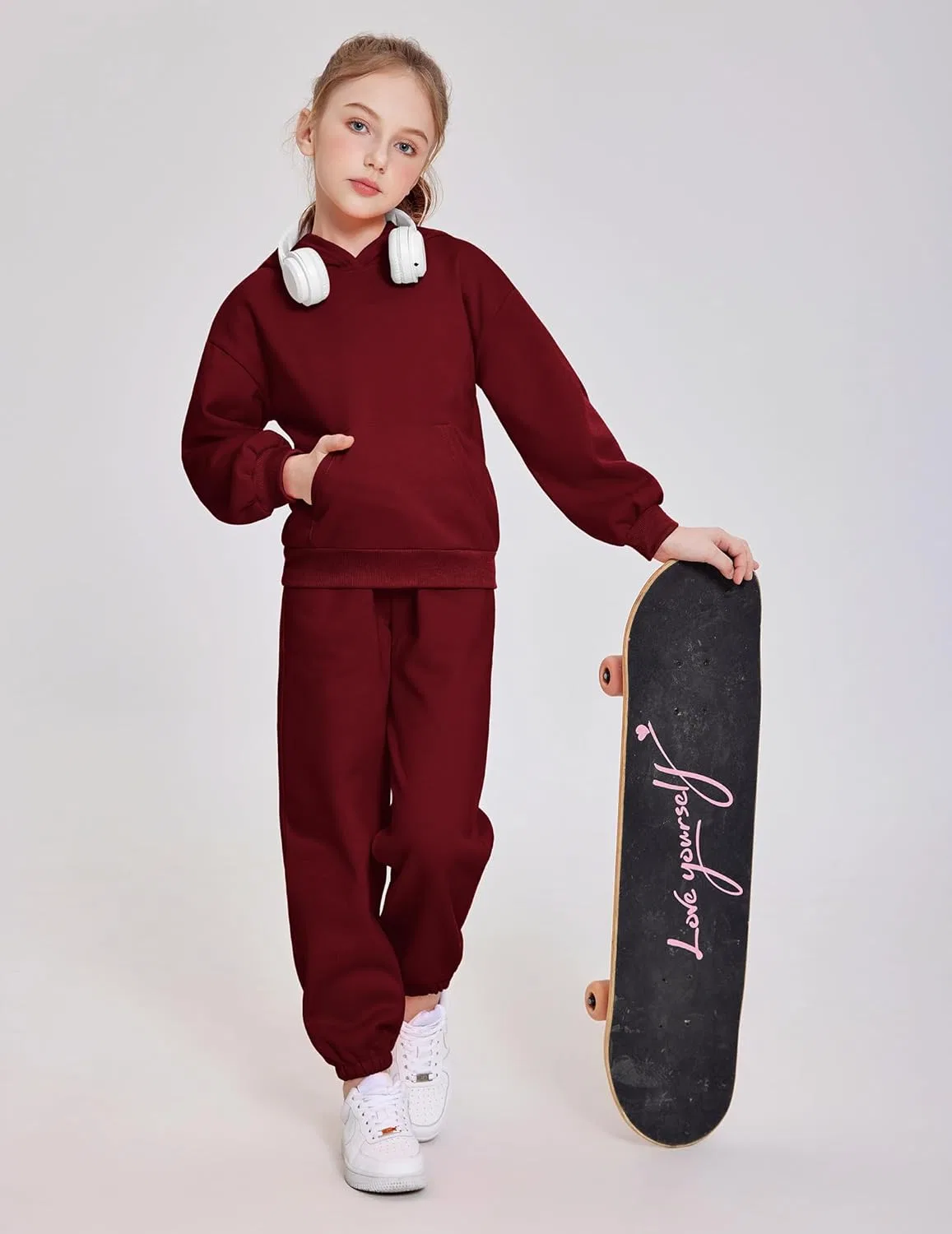 Детский спортивный костюм из толстовки и штанов, Wine Red — фото 3