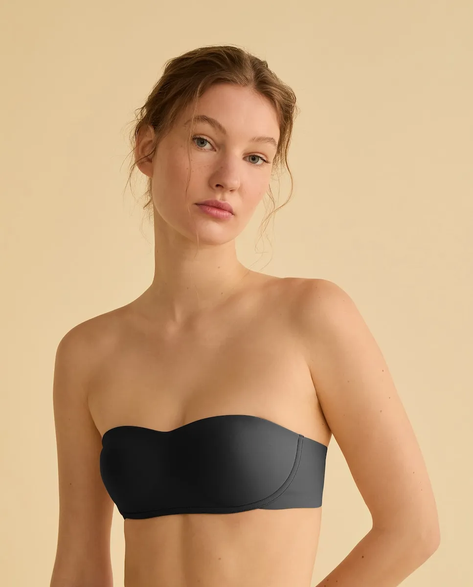 

Бюстгальтер на косточках из микрофибры без бретелей Énfasis, черный