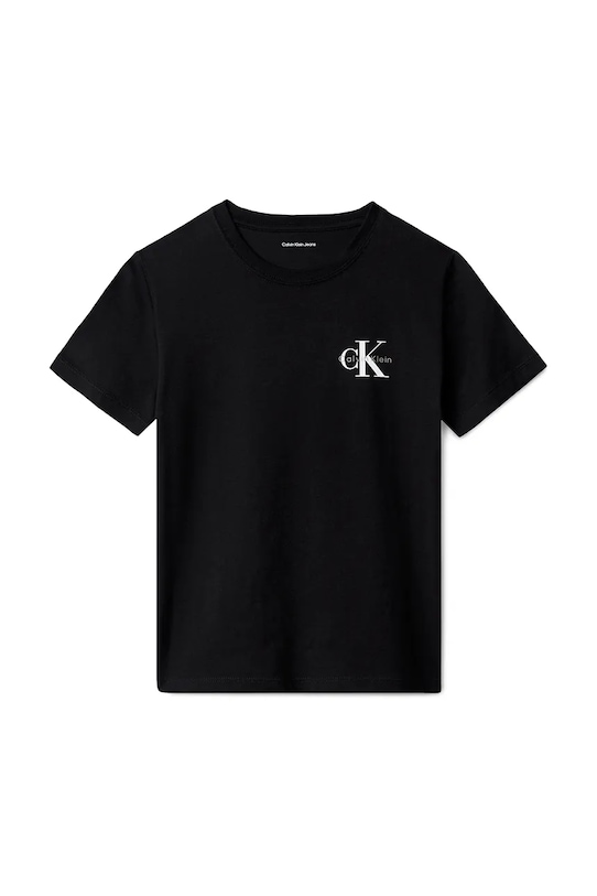 Детская хлопковая футболка Calvin Klein Jeans, черный — фото 2