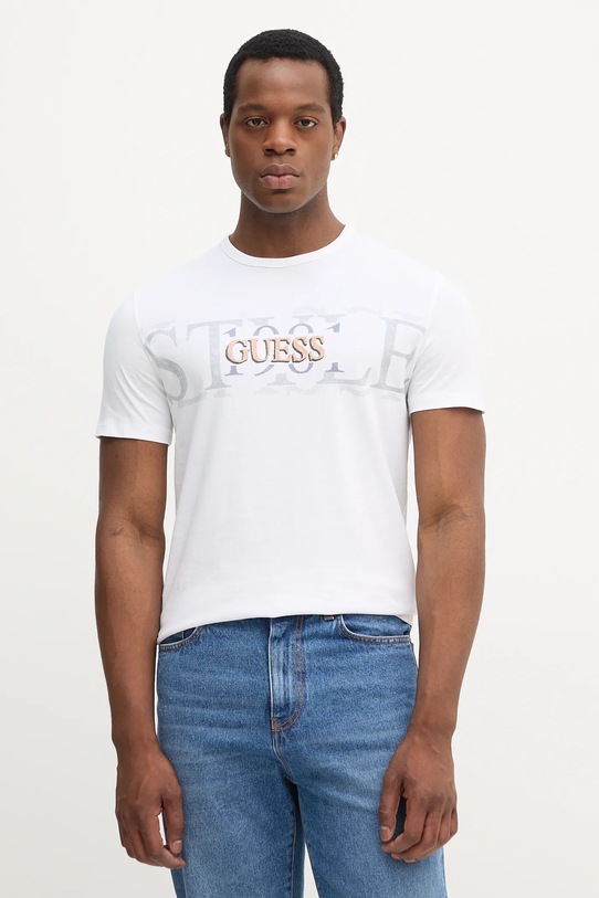 

Хлопковая футболка Guess, белый