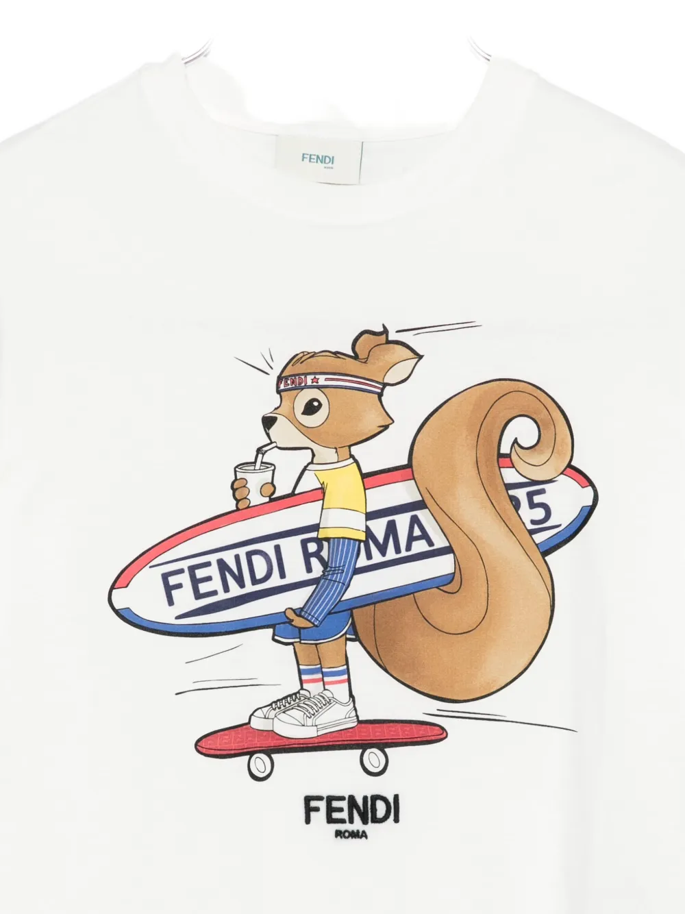 Футболка из хлопка с принтом FENDI KIDS, белый — фото 3