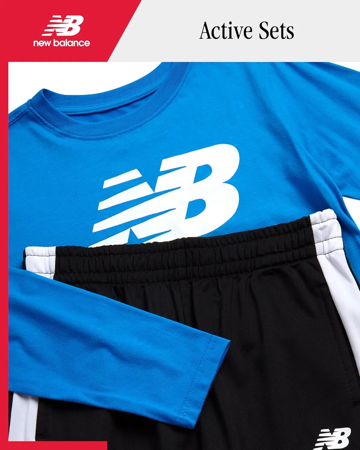 Детский спортивный костюм New Balance, 2 предмета: футболка и штаны, Blue/Black — фото 3