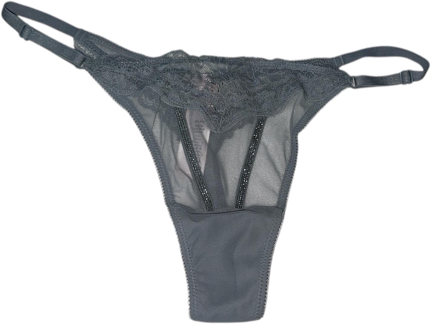 

Victoria's Secret стринги-стринги с регулируемой завязкой, украшенные стразами, цвет Gray New, Gray Shine