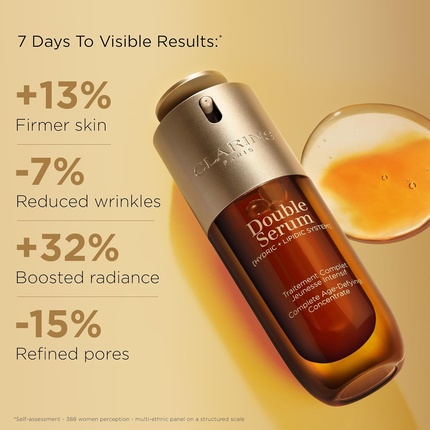 Сыворотка Clarins — Двойная для лица против старения, заметно укрепляет, разглаживает, усиливает сияние и — фото 2