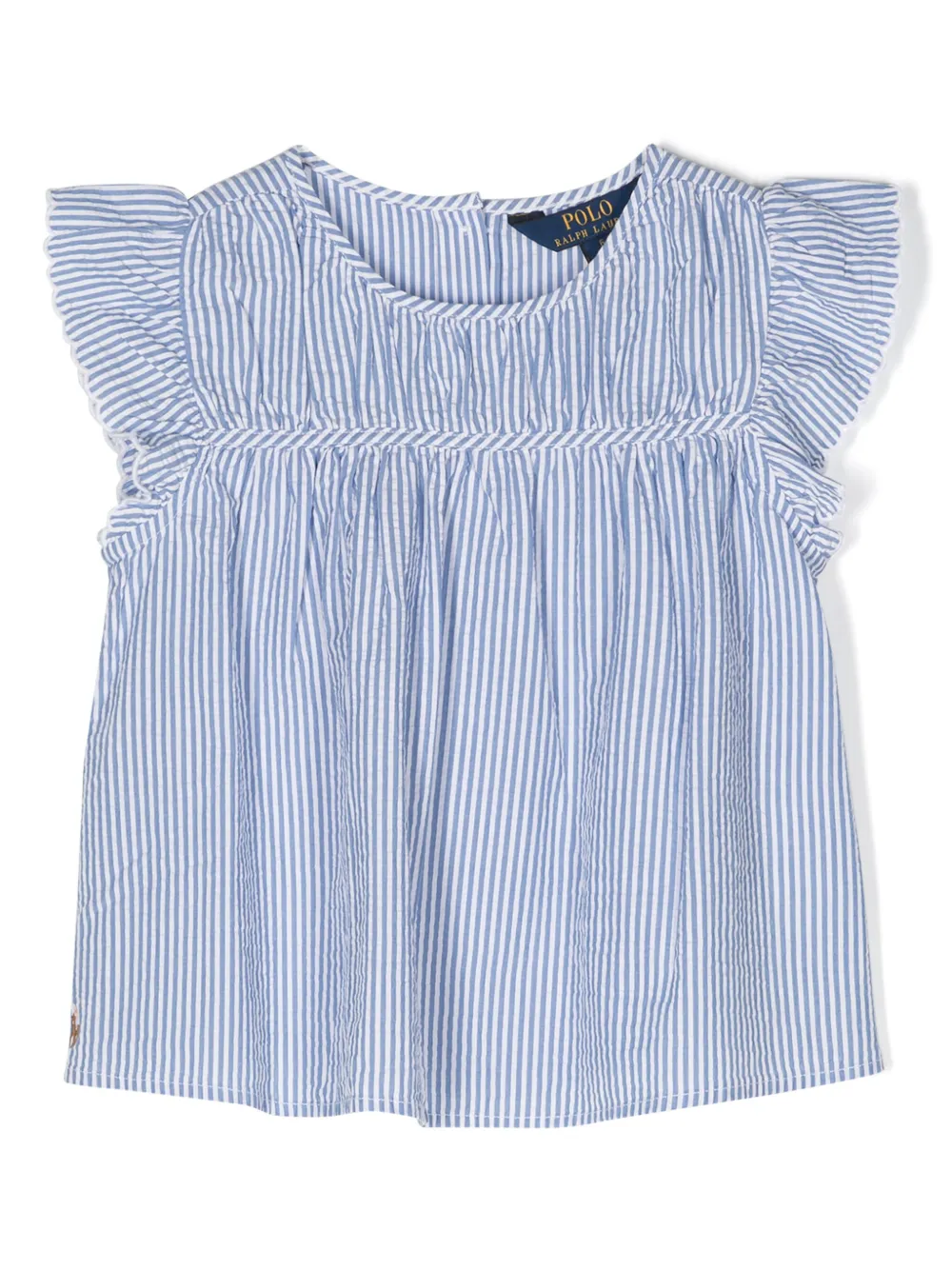 

Полосатая блузка с оборками POLO RALPH LAUREN KIDS, синий