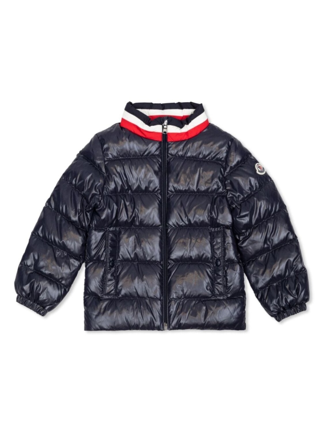 

Moncler Enfant стеганая куртка с нашивкой-логотипом, синий