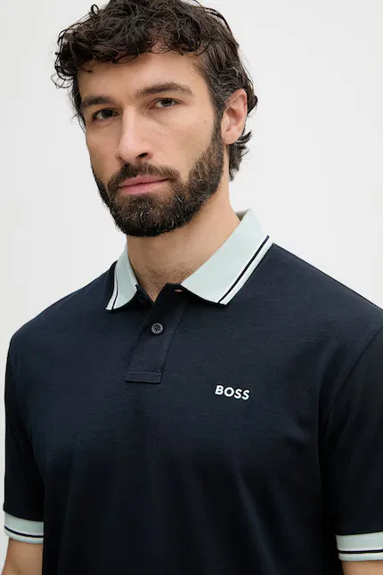 Поло хлопковое Polo BOSS Orange, синий — фото 4
