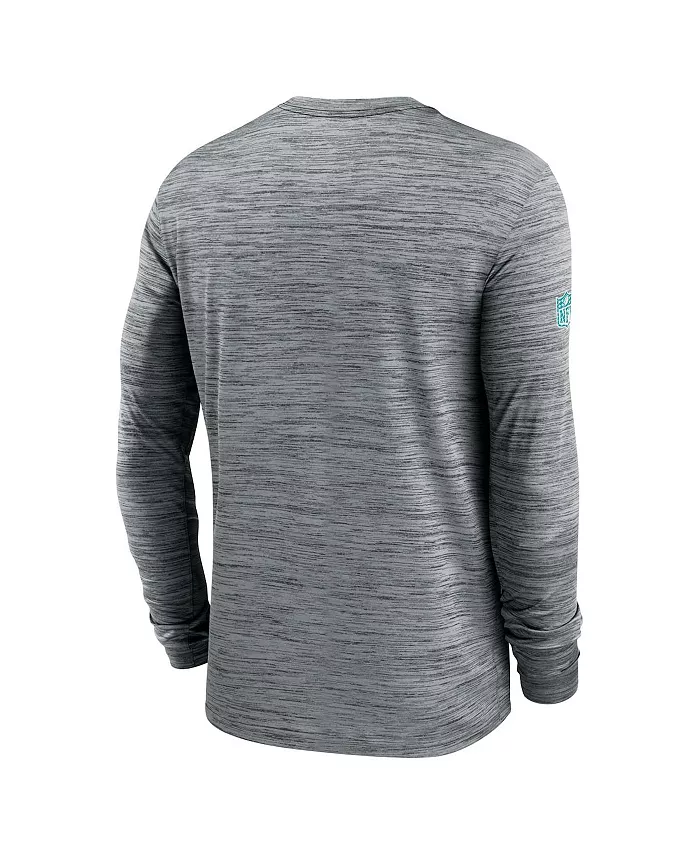Мужская серая футболка с длинным рукавом Miami Dolphins 2024 Sideline Velocity Performance Nike — фото 3