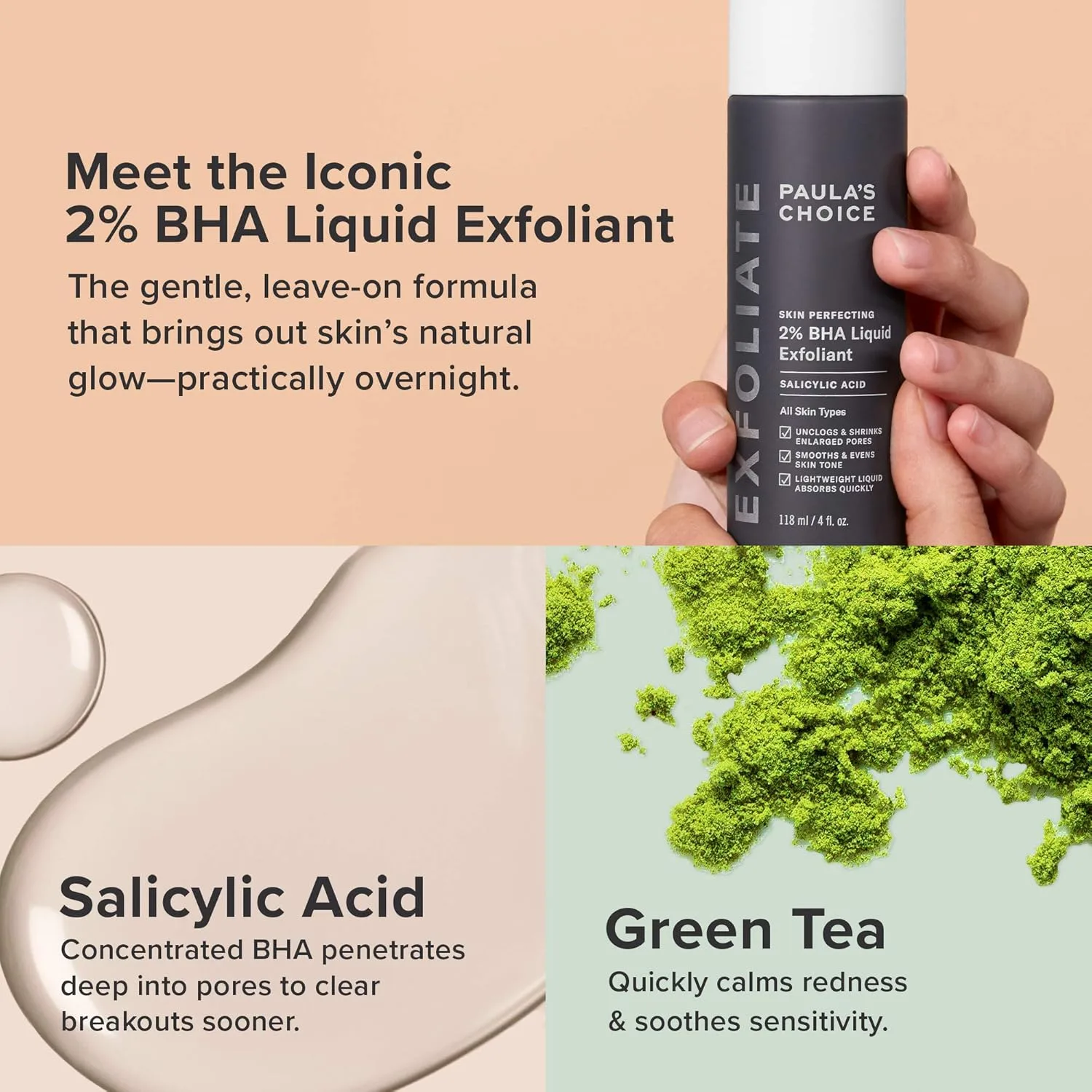 Сыворотка Paula's Choice — SKIN PERFECTING % AHA гель-эксфолиант и % BHA жидкость дуо для лица против черных точек, 108 мл — фото 3