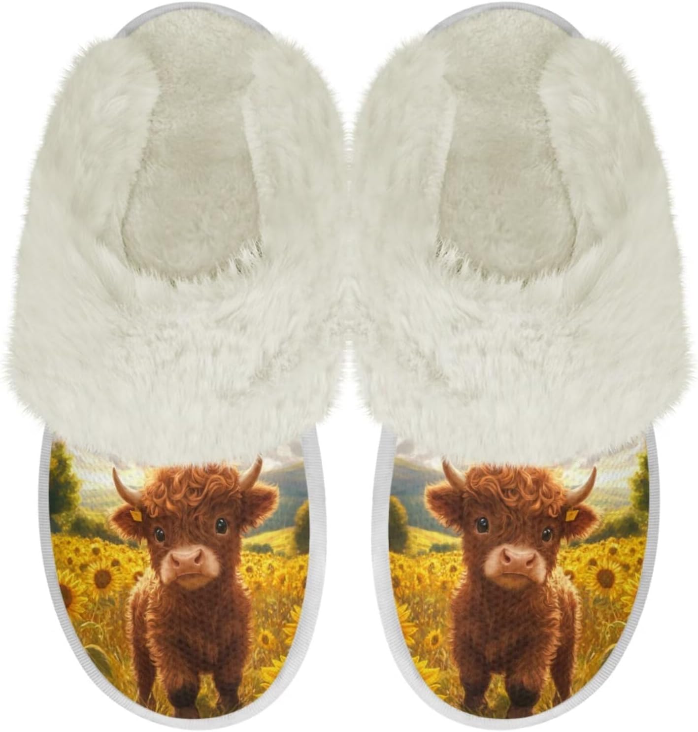 

Тапочки для дома Binienty для женщин и мужчин, мягкие плюшевые, для утепления дома, Highland Cattle