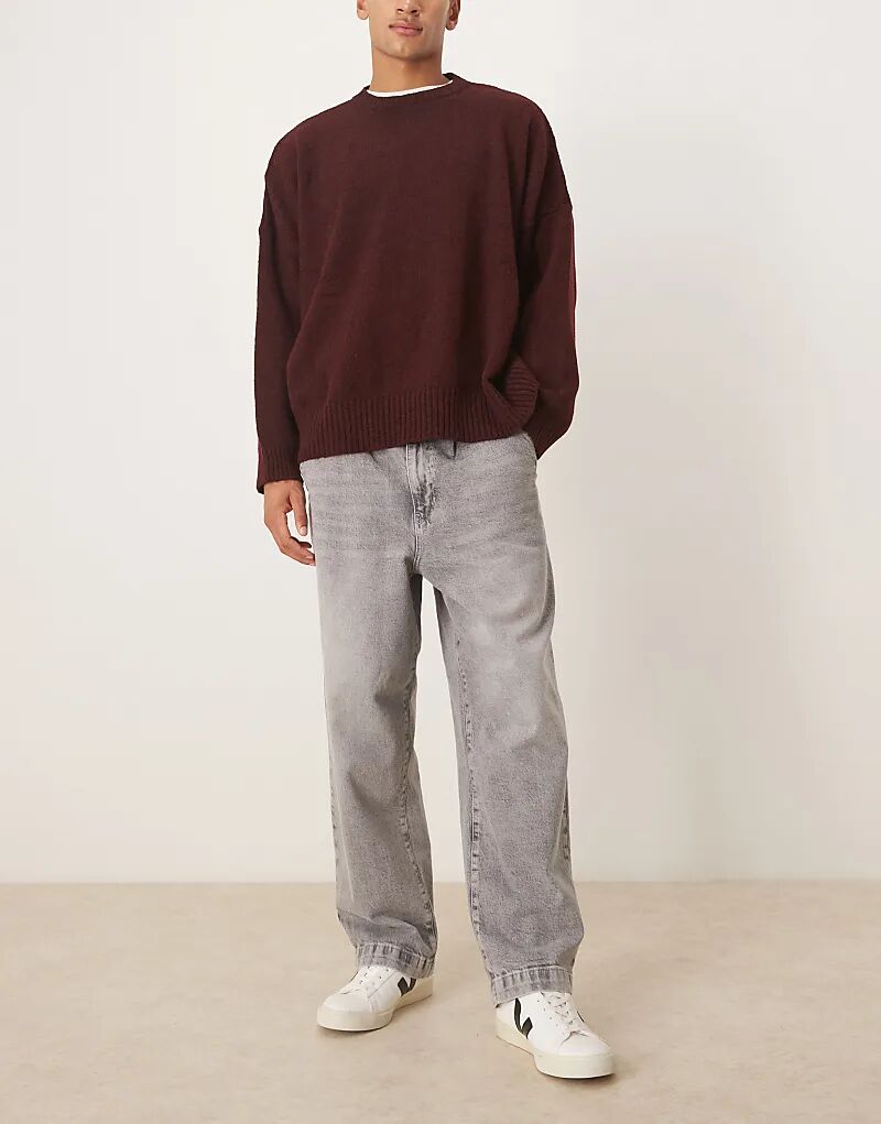 

Свободные зауженные джинсы со складками ASOS DESIGN серого цвета