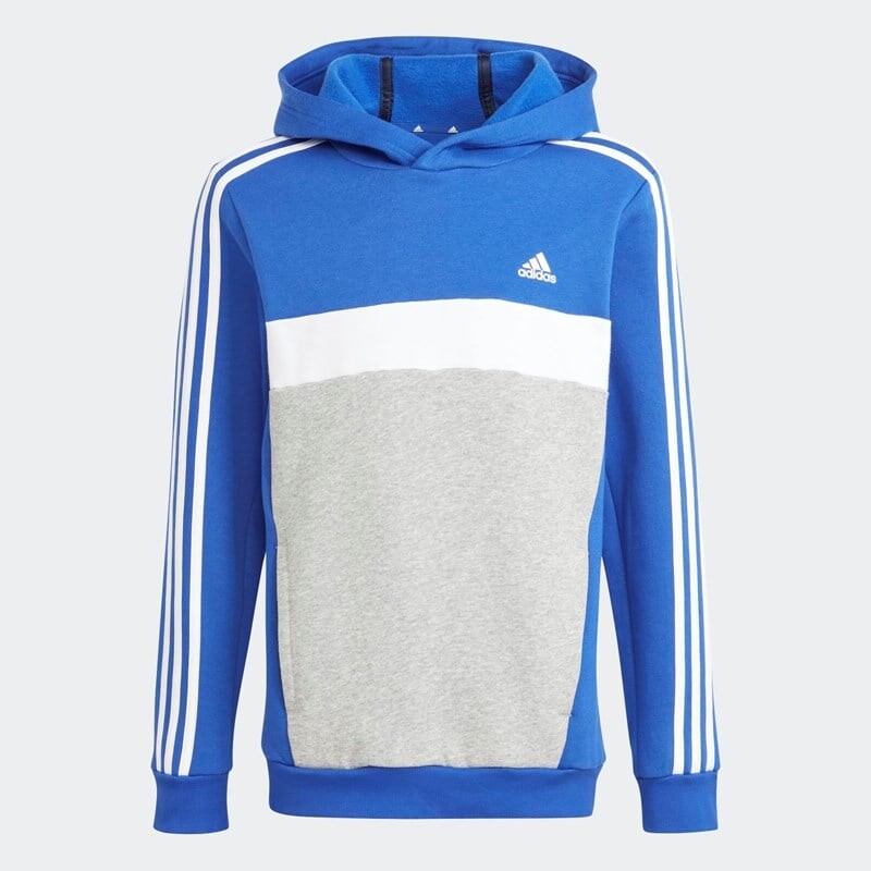 

Детская толстовка 3 полоски колорблок флис Adidas, серый