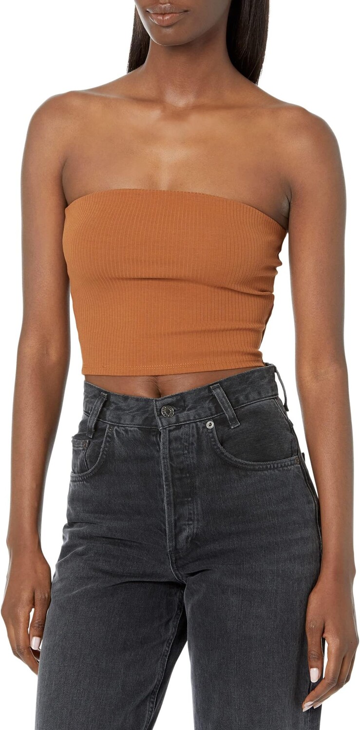 

Топ Madewell Crop Tube Top in Sleekhold, цвет Warm Coffee