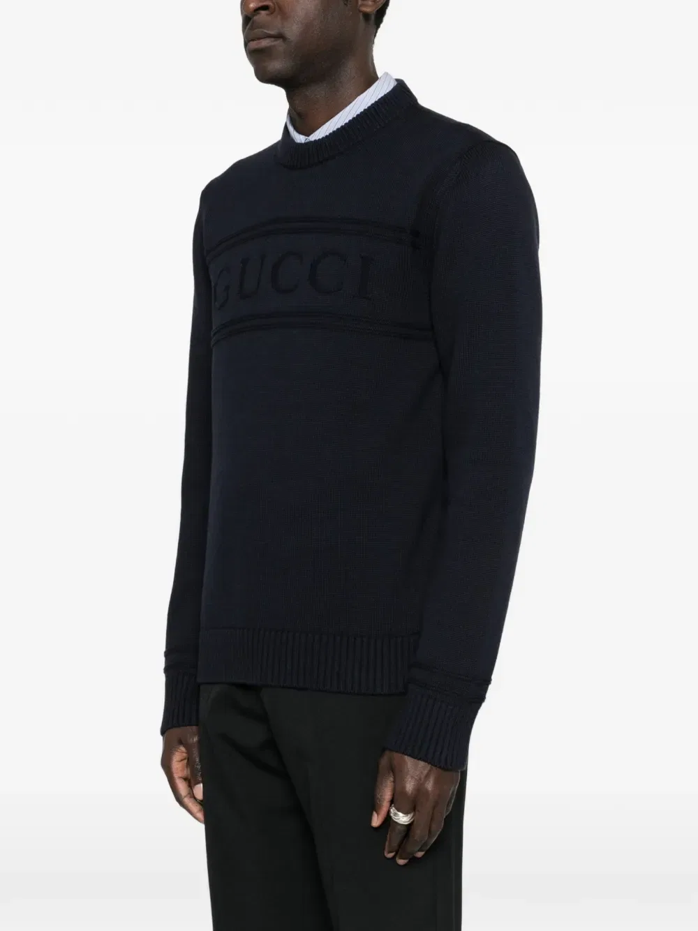 Свитер Gucci с логотипом, синий — фото 3