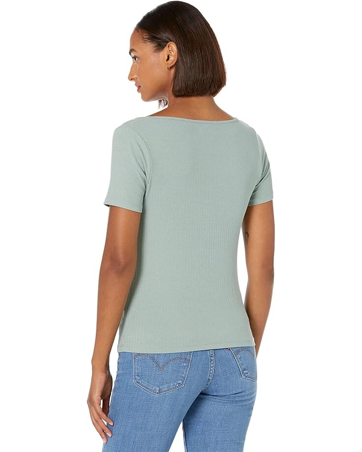 

Топ Madewell Ribbed Square-Neck Crop Top, цвет Frosted Willow