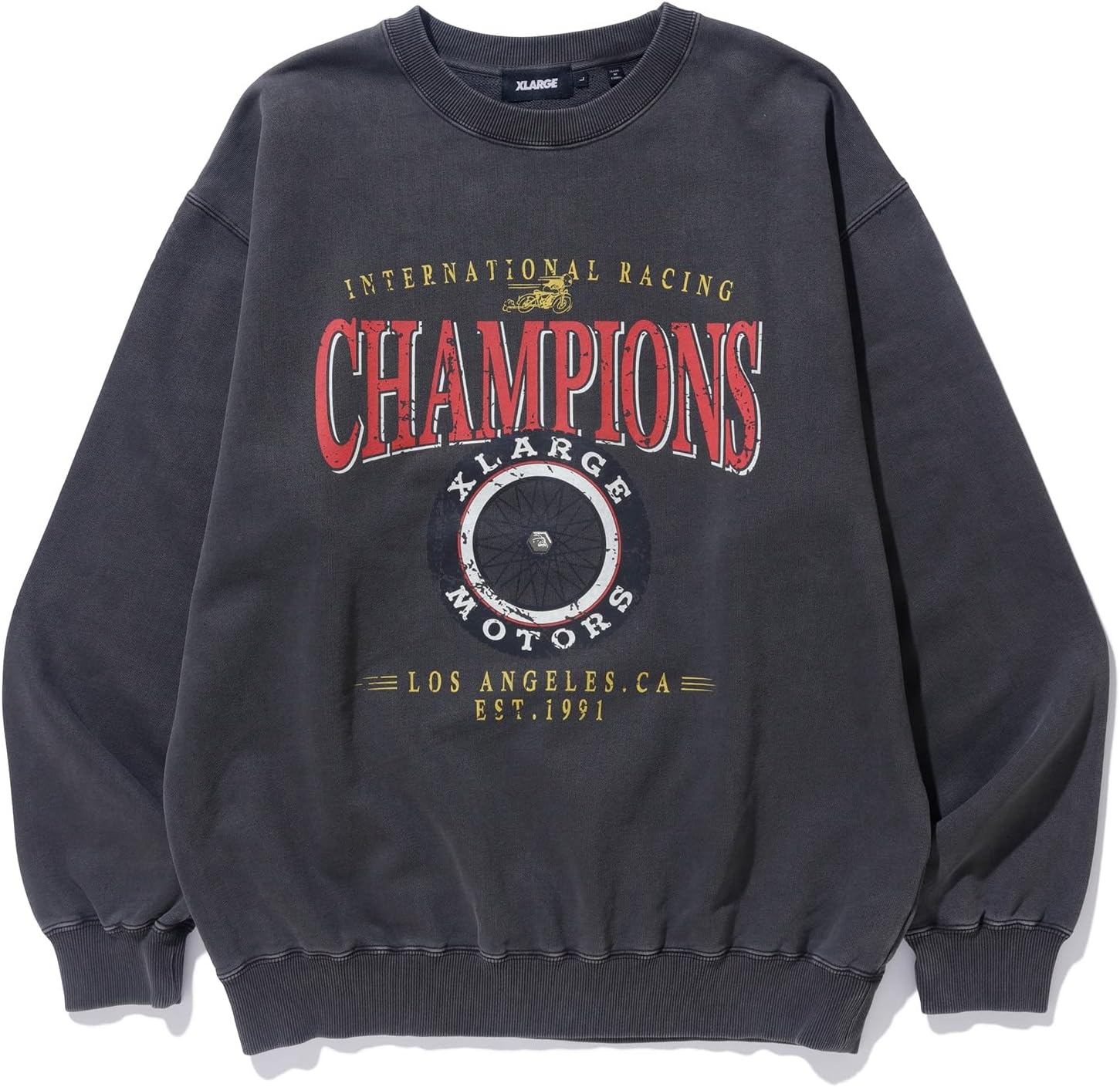 

Толстовка размера XLARGE, мужская толстовка с круглым вырезом и логотипом Motors, черный