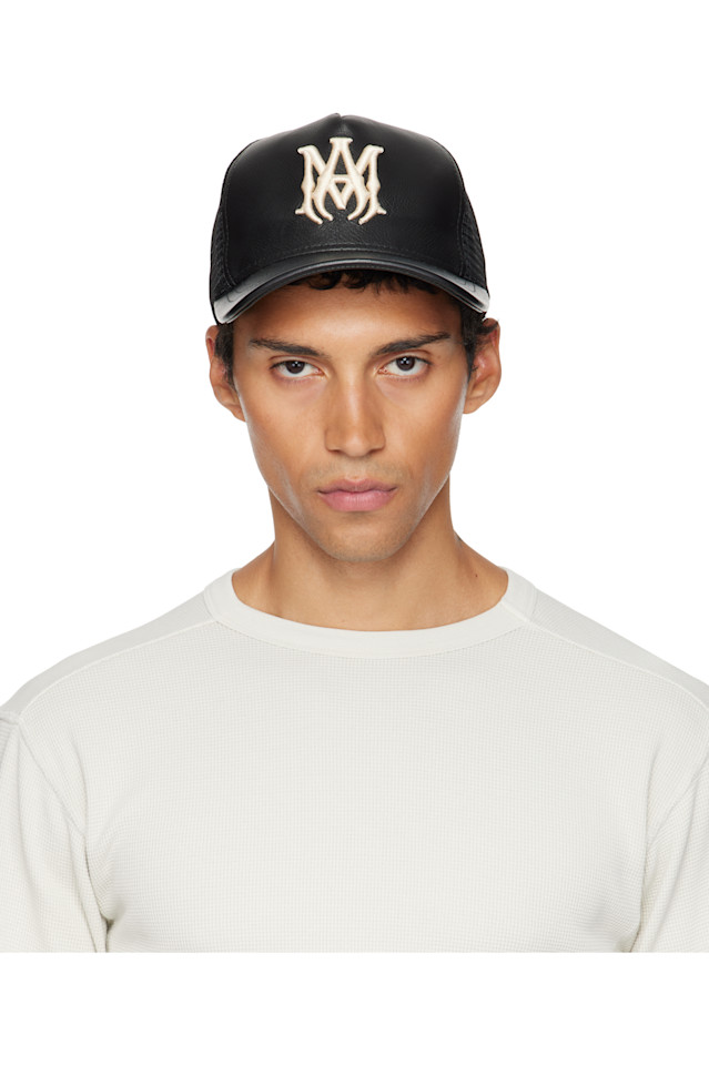 

Кожаная кепка дальнобойщика Amiri, черный