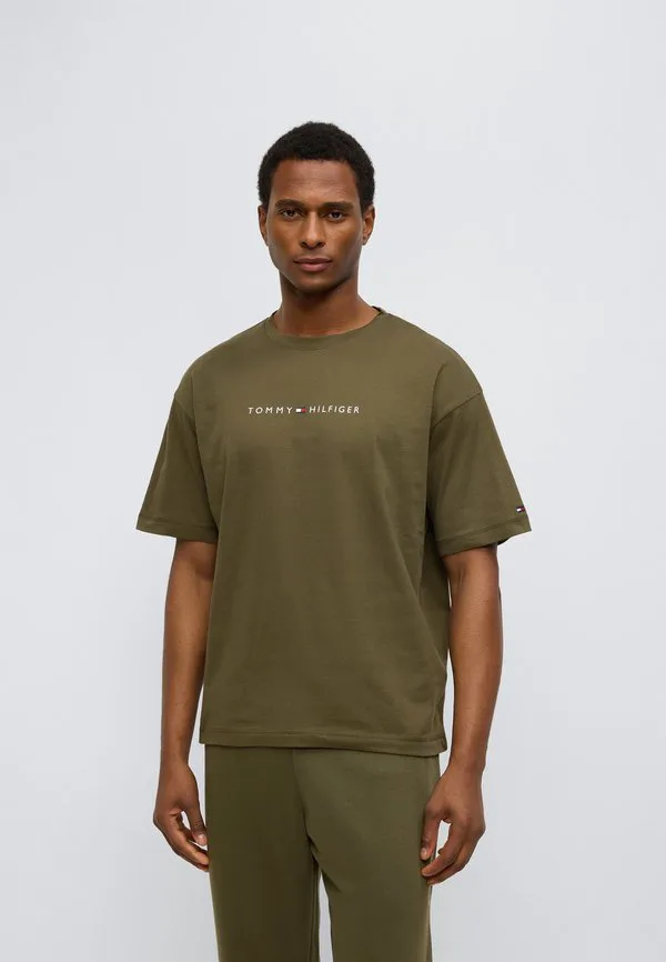 Оригинальная футболка-рубашка с логотипом для отдыха и пижамы. Tommy Hilfiger, Army Green — фото 3